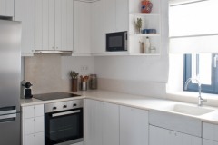 The marble work top in the kitchen