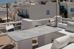 The marble table on the terrace